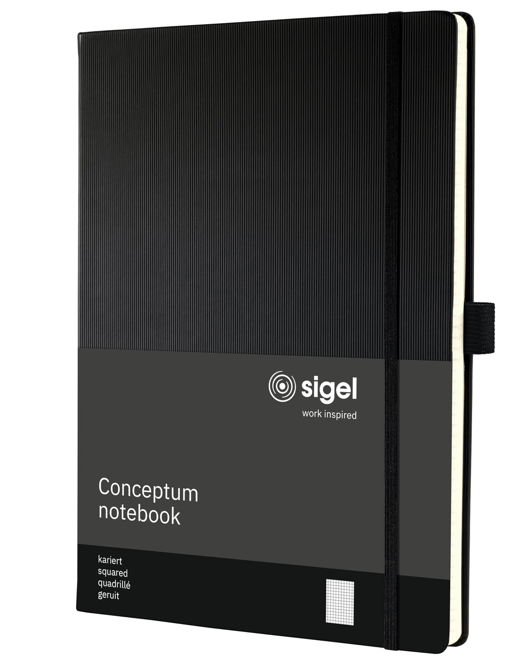 SIGEL CO115 Premium Notizbuch kariert, A4+, Hardcover, schwarz - Conceptum A4+ kariert schwarz, A4+