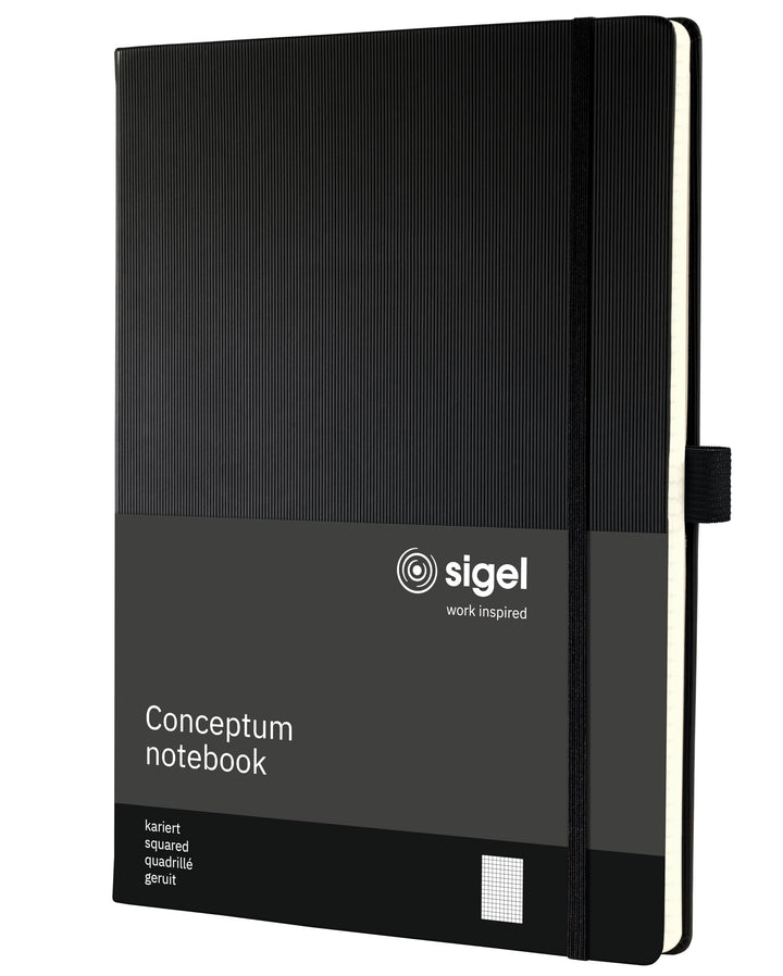 SIGEL CO115 Premium Notizbuch kariert, A4+, Hardcover, schwarz - Conceptum A4+ kariert schwarz, A4+