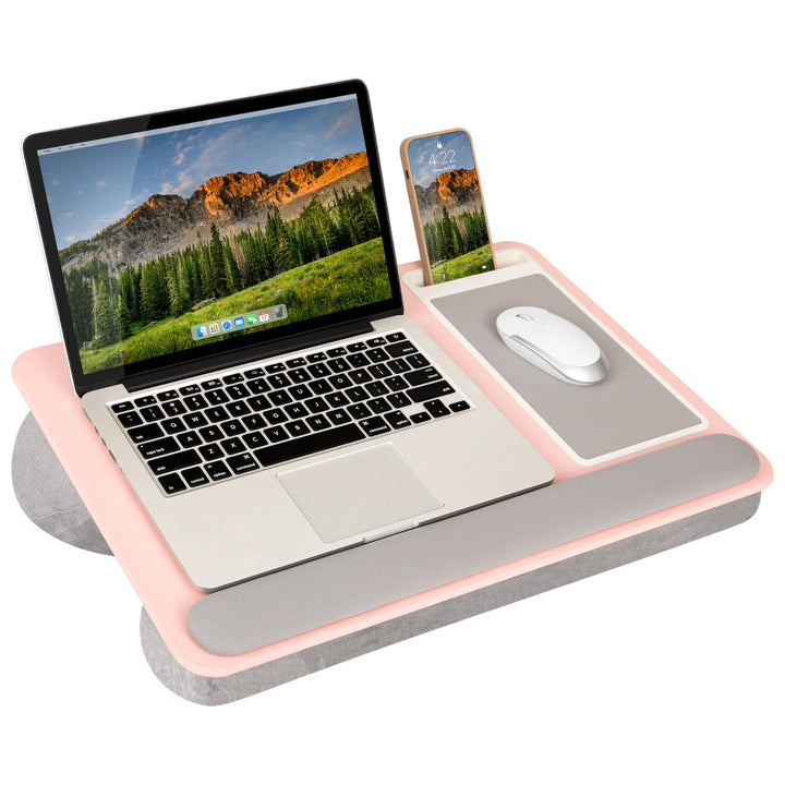 LAPGEAR Home Office Pro Schossschreibtisch mit Handgelenkauflage, Mauspad und Handyhalterung, passen