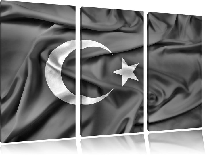 Pixxprint Monocrome, Turkey Flag, Türkei Flagge 3-Teiler Leinwandbild 120x80 Bild auf Leinwand