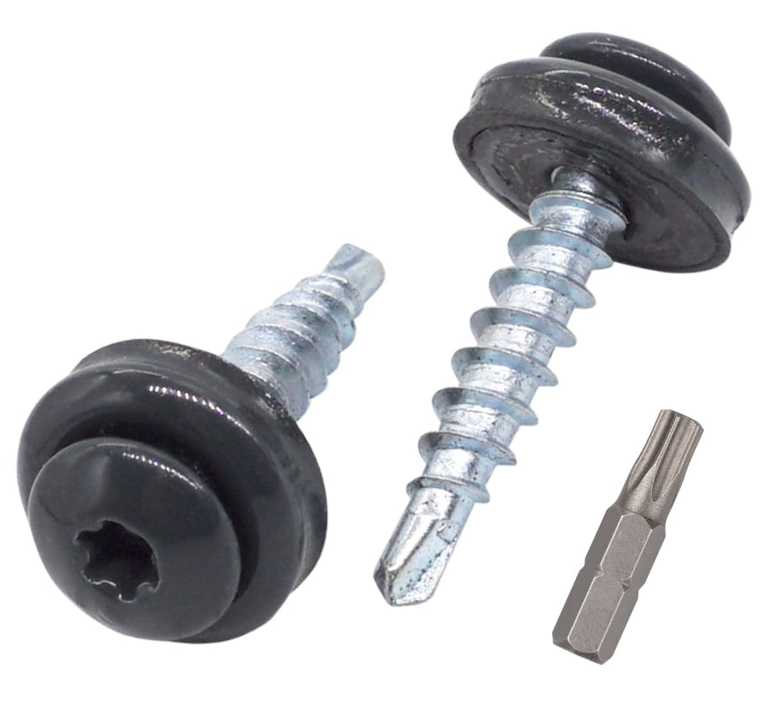 SKIR'CO (200 Stück) Metalldachschrauben 4,8 x 20 mm lackiert selbstbohrende Schrauben mit EPDM Unter