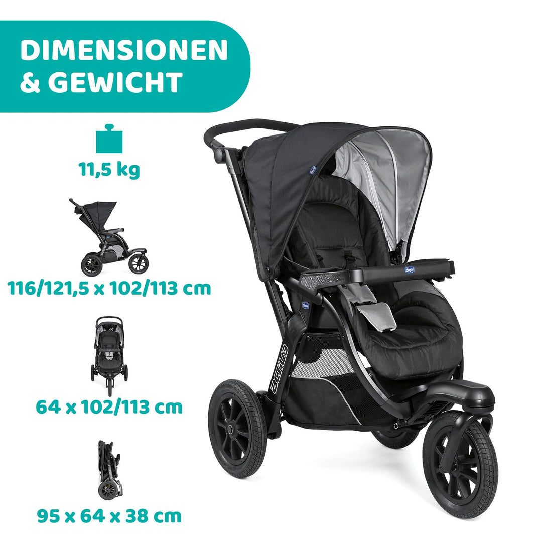 Chicco Activ3 Kinderwagen mit 3 Rädern, leicht zu fahren in jedem Gelände, breiter Sitz, verstellbar