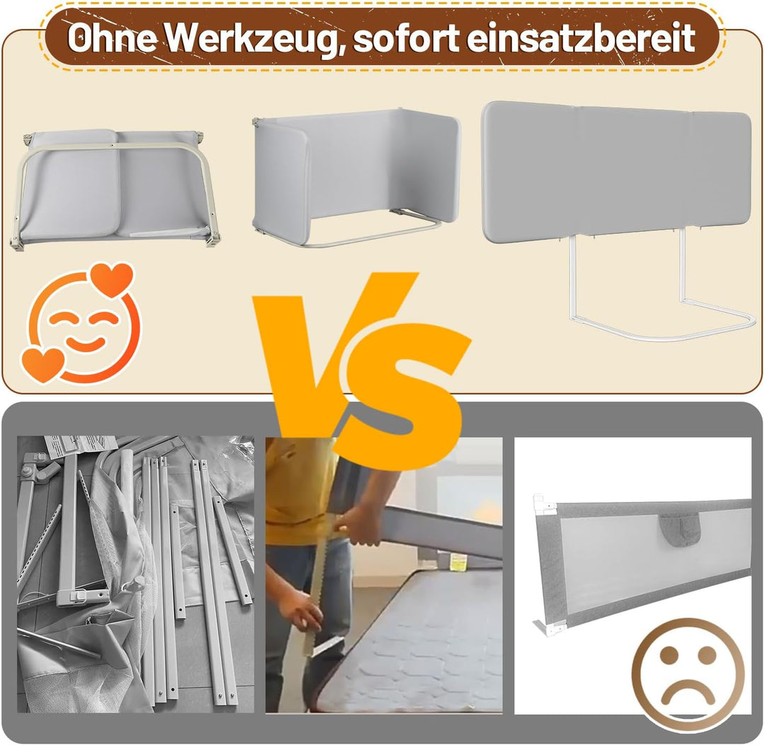 Ollewiellan 120CM Bettgitter Boxspringbett Klappbar,Bettschutzgitter Rausfallschutz für Kinder,Kinde