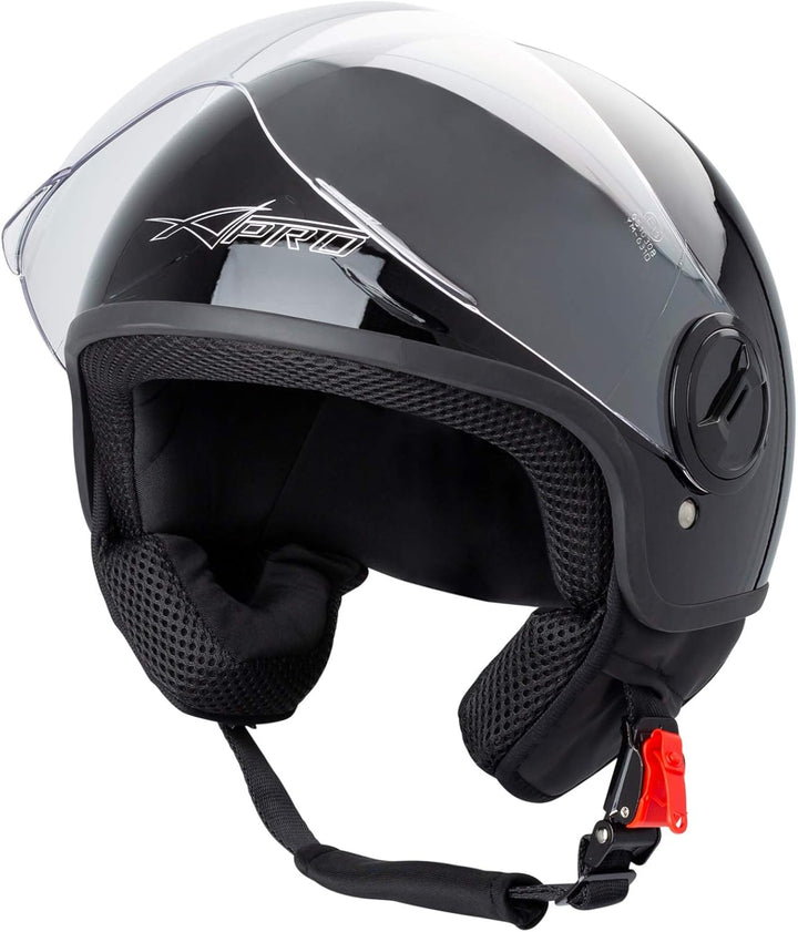 Motorradhelm Motorrad Roller Jet Helm Demi Avio Viser Homologiert SonicMoto 55-56 cm ( S) Schwarz, 5