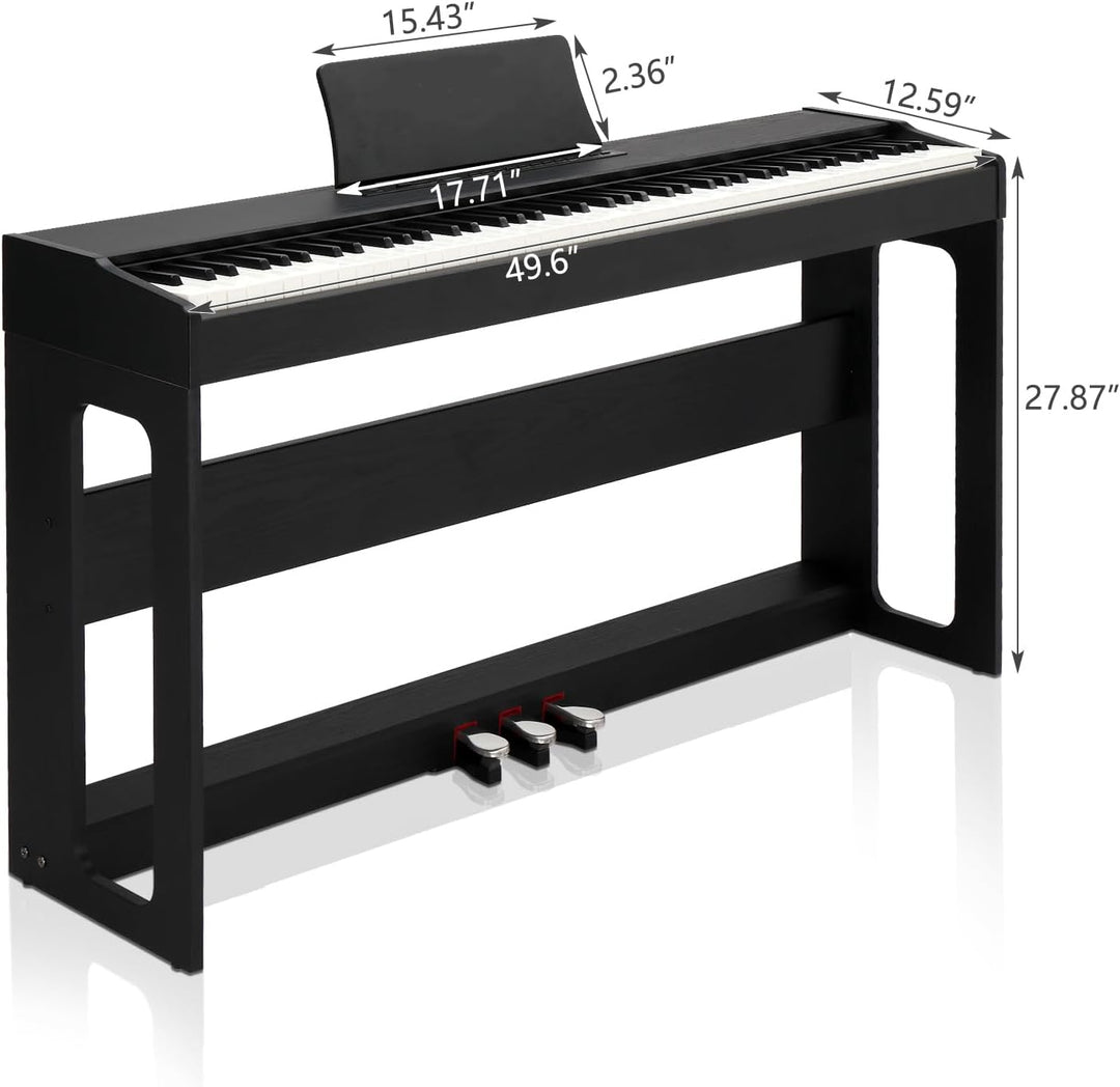 LEADZM 88 Tasten Digital Piano, Voll Gewichtete Tastatur, E-Piano mit MIDI-USB, Audio Bluetooth und