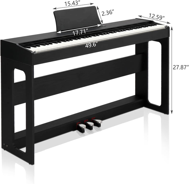 LEADZM 88 Tasten Digital Piano, Voll Gewichtete Tastatur, E-Piano mit MIDI-USB, Audio Bluetooth und