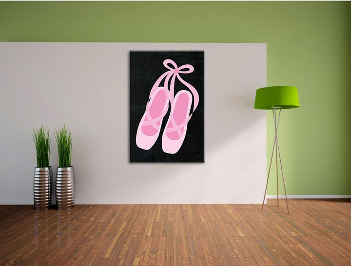 Pixxprint Hübsche Ballerina Schuhe als Leinwandbild/Grösse: 100x70 cm/Wandbild/Kunstdruck/fertig bes