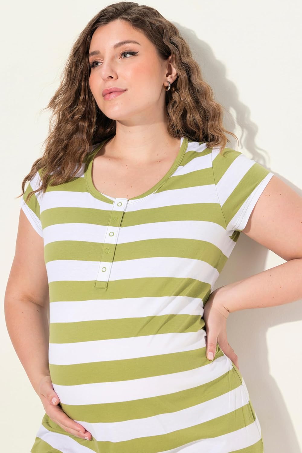 Ulla Popken Umstandsmode Damen grosse Grössen Übergrössen Plus Size Bellieva Kleid, Jersey, Halbarm,