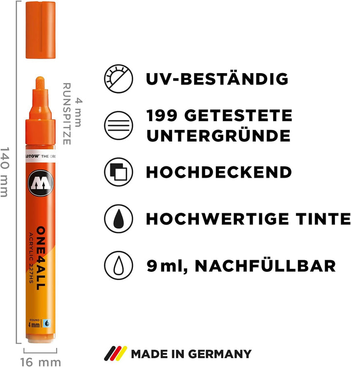 Molotow One4All 227HS Acryl Marker Basic-Set 1 (4,0 mm Strichstärke, hochdeckend und permanent, UV-b