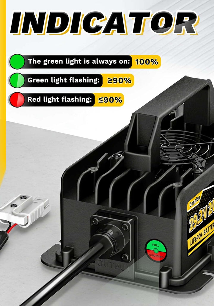 29,2V 20A Lithium Batterie Ladegerät für 24V(25,6V) LiFePO4 Batterie, 24V AC-DC Lithium LiFePO4 Batt