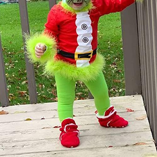 Aunaeyw Green Monster Christmas Santa Claus Costume Set Deluxe Furry Fancy Dress Outfit Halloween Xm