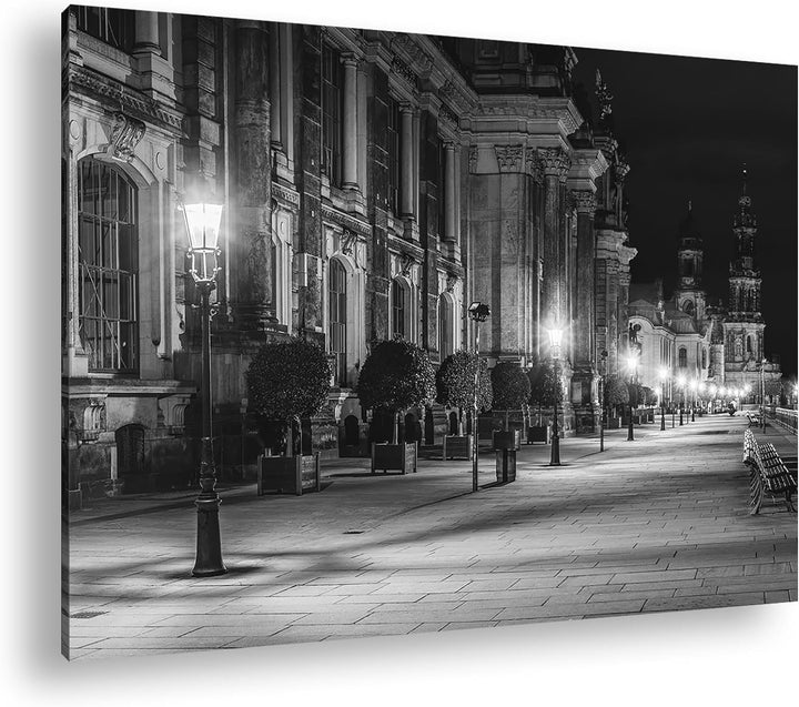 deyoli Abendstimmung am Elbufer in Dresden Format:90x60 cm Effekt: Schwarz/Weiss als Leinwandbild, M