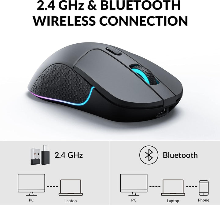 Keychron M3 Kabellose Maus, PAW3395-Sensor mit programmierbarer Makrotaste 26.000 DPI, unterstützt 2