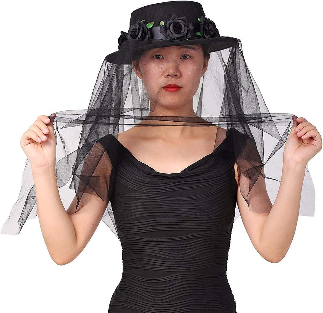COSDREAMER Frauen Gothic Steampunk Hut unregelmässiger Schleier Thema Partyhut langer Spitzenhut (on