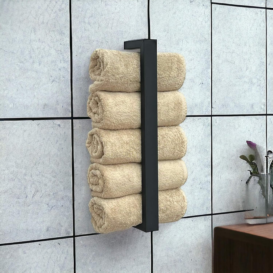 DanDiBo Handtuchhalter Metall Schwarz Wand Handtuchhaken 96499 Schmal Handtuchleiste Hakenleiste Mod