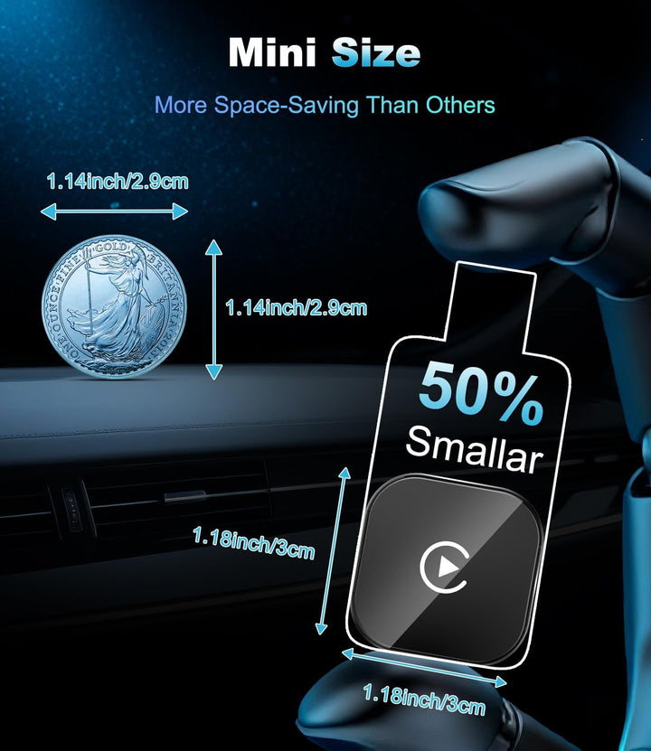 CarPlay Wireless Adapter für Apple 2026, Car Play kabellos Adapter, Plug & Play, USB-A, Mini & Stabi