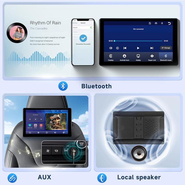 Hodozzy 10,1 Zoll Auto Kopfstützen Videoplayer, Auto-TV für die Rücksitze mit IPS-Touchscreen, Auto