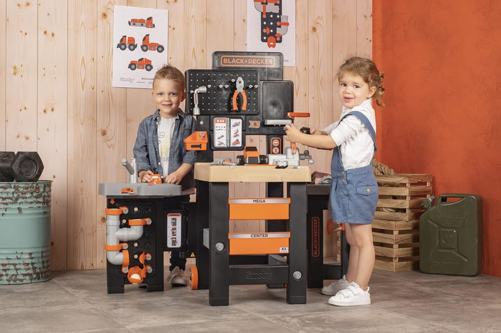 Smoby Toys - Black+Decker Mega Werkbank Center (100 Teile) - Spielzeug-Werkstatt für Kinder ab 3 Jah