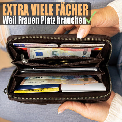 FLEXIBILITE® Handytasche zum Umhängen Braun aus echtem Leder I EXTRA leicht 220 g mit RFID I Handy P