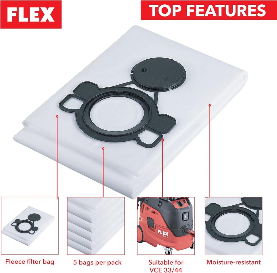Flex Vlies-Filtersack FS-F VCE 33-44 L/M (Zubehör für Staubsauger, für Staubsauger Behälter 33 + 44