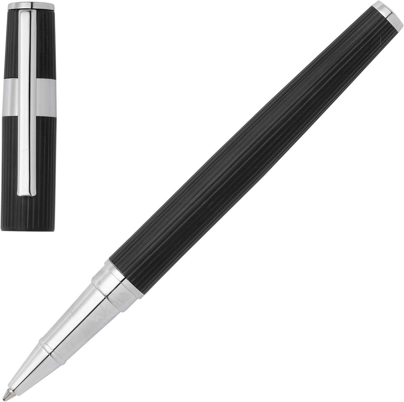 Hugo Boss Schreib-Set Tintenroller Gear Pinstripe und A4 Schreibmappe Pinstripe in der Geschenkbox,