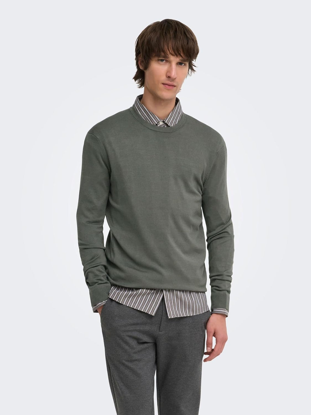 Only &amp; Sons Male Strickpullover ONSWYLER Pullover S Beluga, S Beluga