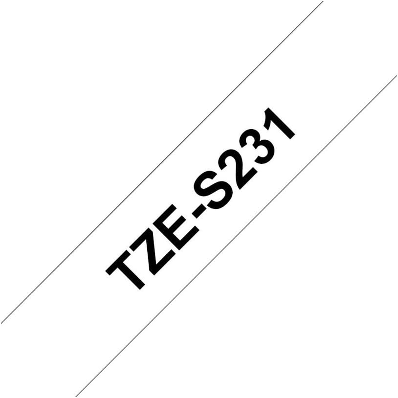 Brother Schriftband Extra stark klebend Bandfarbe: Weiss Schriftfarbe:Schwarz 12mm 8m TZES231 Standa