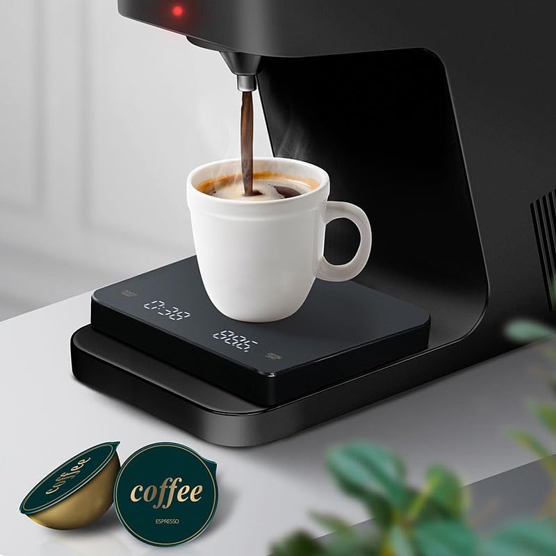 Rosenstein & Söhne Kaffeewaage: Mini-Espresso- und Pour-Over-Waage, Timer, Dual-Display, Akku, USB-C
