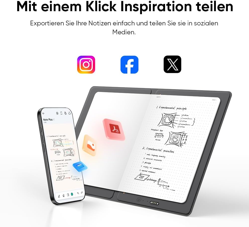 XPPen Note Plus Digital Notizbuch A5, 50 Seiten mit App Evernote Sync & Wiederverwendbar, Smart Noti