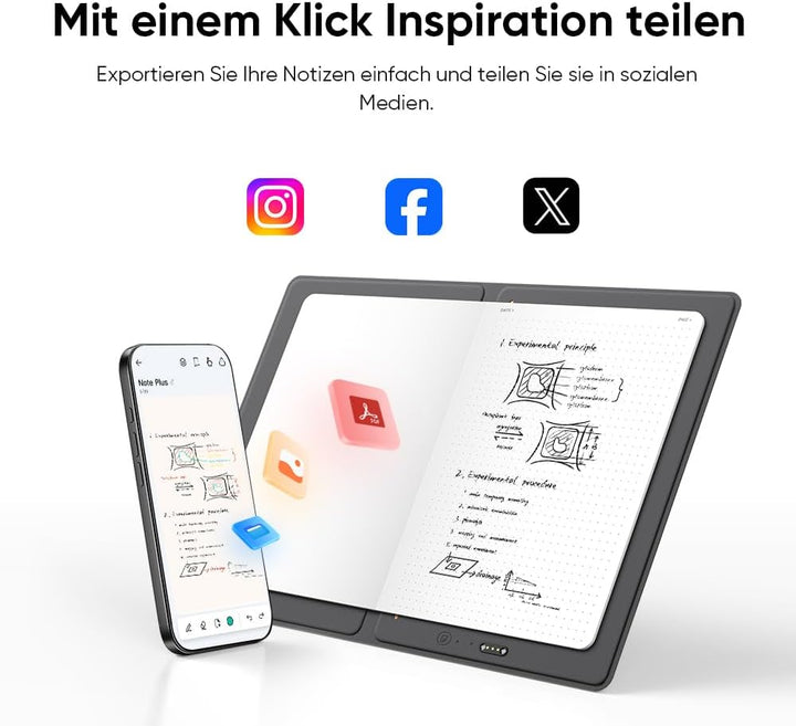 XPPen Note Plus Digital Notizbuch A5, 50 Seiten mit App Evernote Sync & Wiederverwendbar, Smart Noti