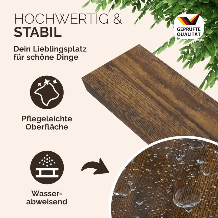 CASARIA Schweberegal 50 cm Dunkle Eiche, 15 kg, verdeckte Wandhalterung Dunkle Eiche 50cm 1, Dunkle