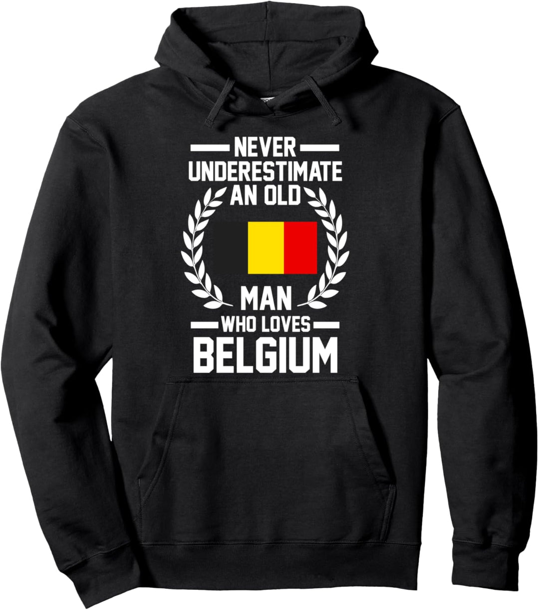 Ein alter Mann, der Belgien Belgien liebt Pullover Hoodie