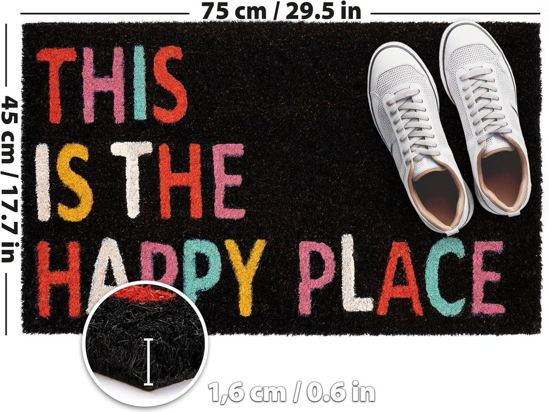 BRUBAKER Fussmatte für Aussen und Innen - This is My Happy Place - 45 x 75 cm Schmutzfangmatte - Ant
