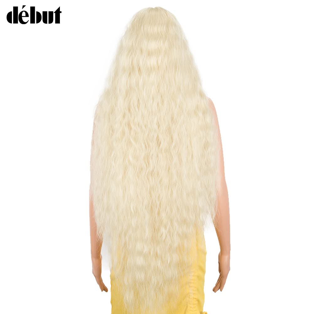 DÉBUT Lace Front Perücke Super lange gewellte Perücke für Damen 104 cm 280g Kunsthaar Hitzebeständig