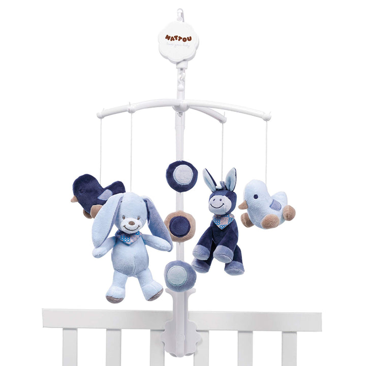 Nattou Mobile mit Spieluhr Alex und Bibou, Sanftes Wiegelied "La-Le-Lu", 7 x 31 x 37 cm, Blau 7x31x3