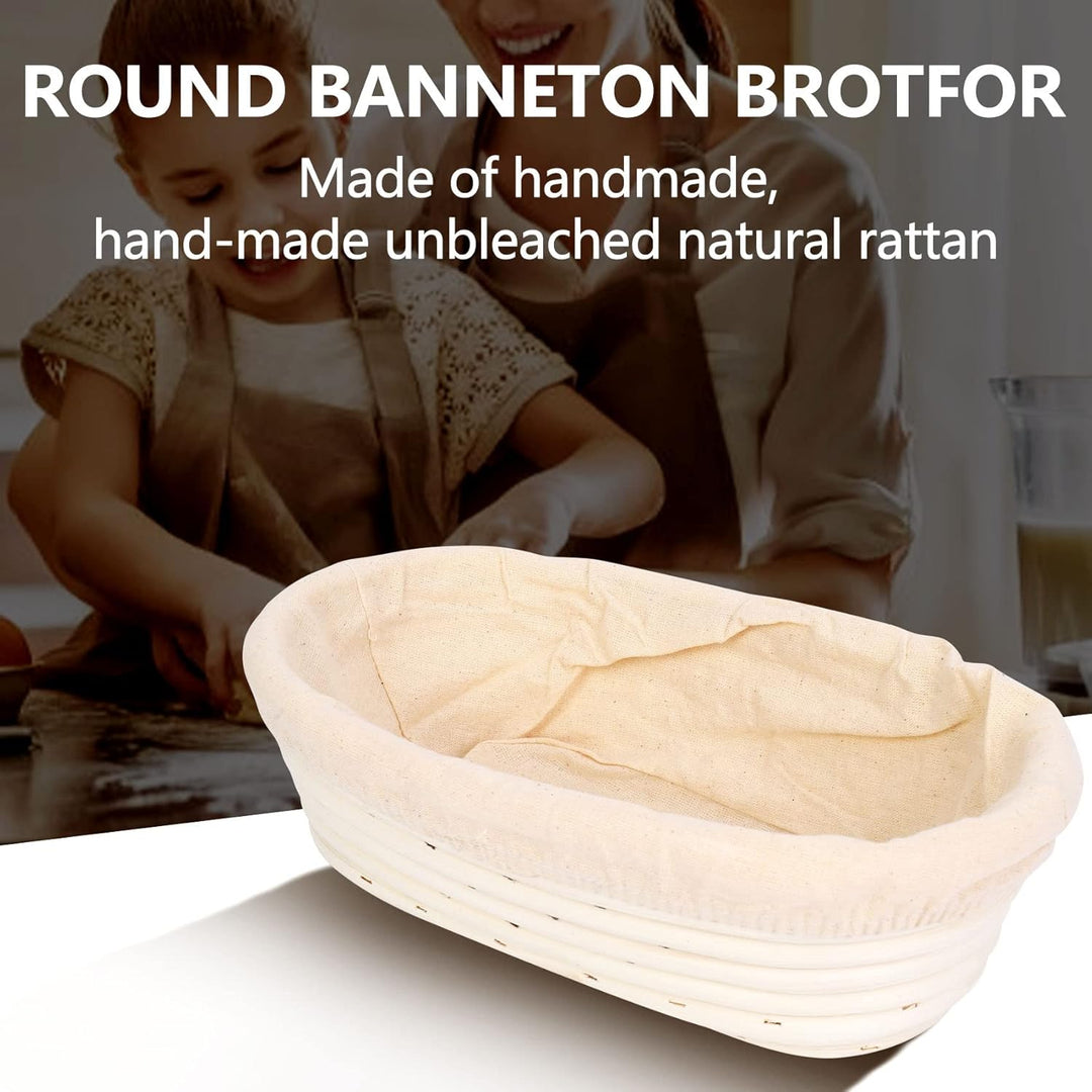 2 Stück Gärkörbchen, Brotkorb mit Einlage & Teigschaber & Brotlame, Gärkorb Oval Brotkörbchen, Ratta