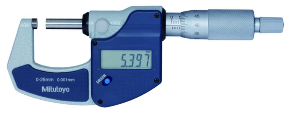 MITUTOYO Digital Bügelmessschraube ohne Datenausgang Messbeich 0-25 mm, 1 Stück, 101166179