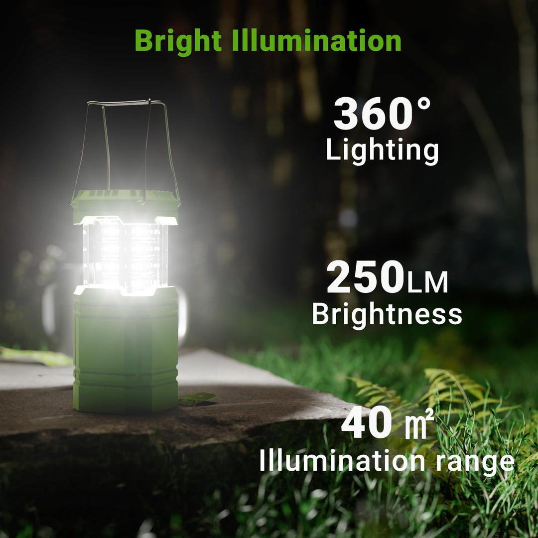 LED Campinglampe Solar, Wasserdicht LED Camping Laterne, Notfallleuchte mit Handkurbel, Eingebaute 3