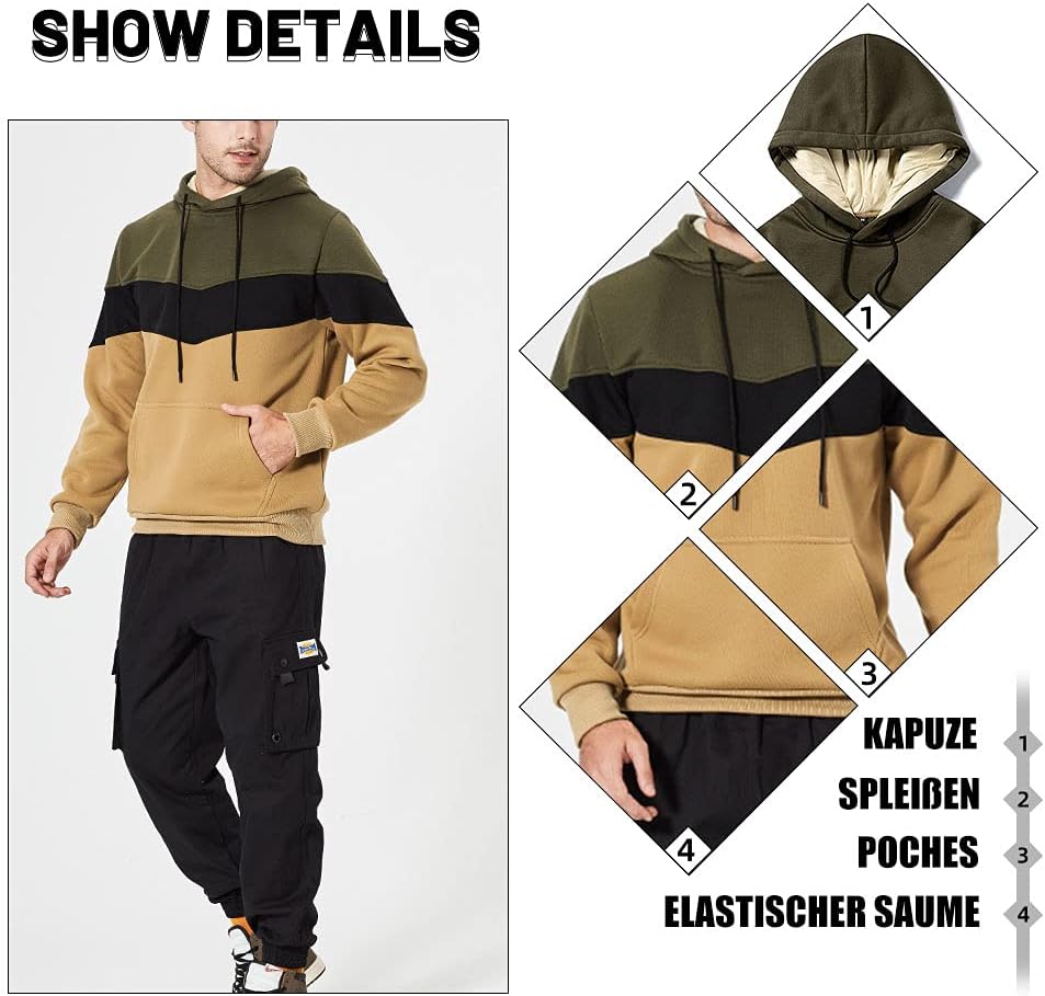 MANLUODANNI Herren Kapuzenpullover Raglan Men's Hoodie Pullover mit Kapuze Casual Sweatshirt Classic
