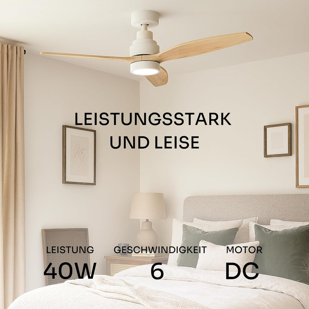 Mellerware - Deckenventilator mit Fernbedienung Brizy Bright | 45 W | 6 Geschwindigkeiten | Ultra le