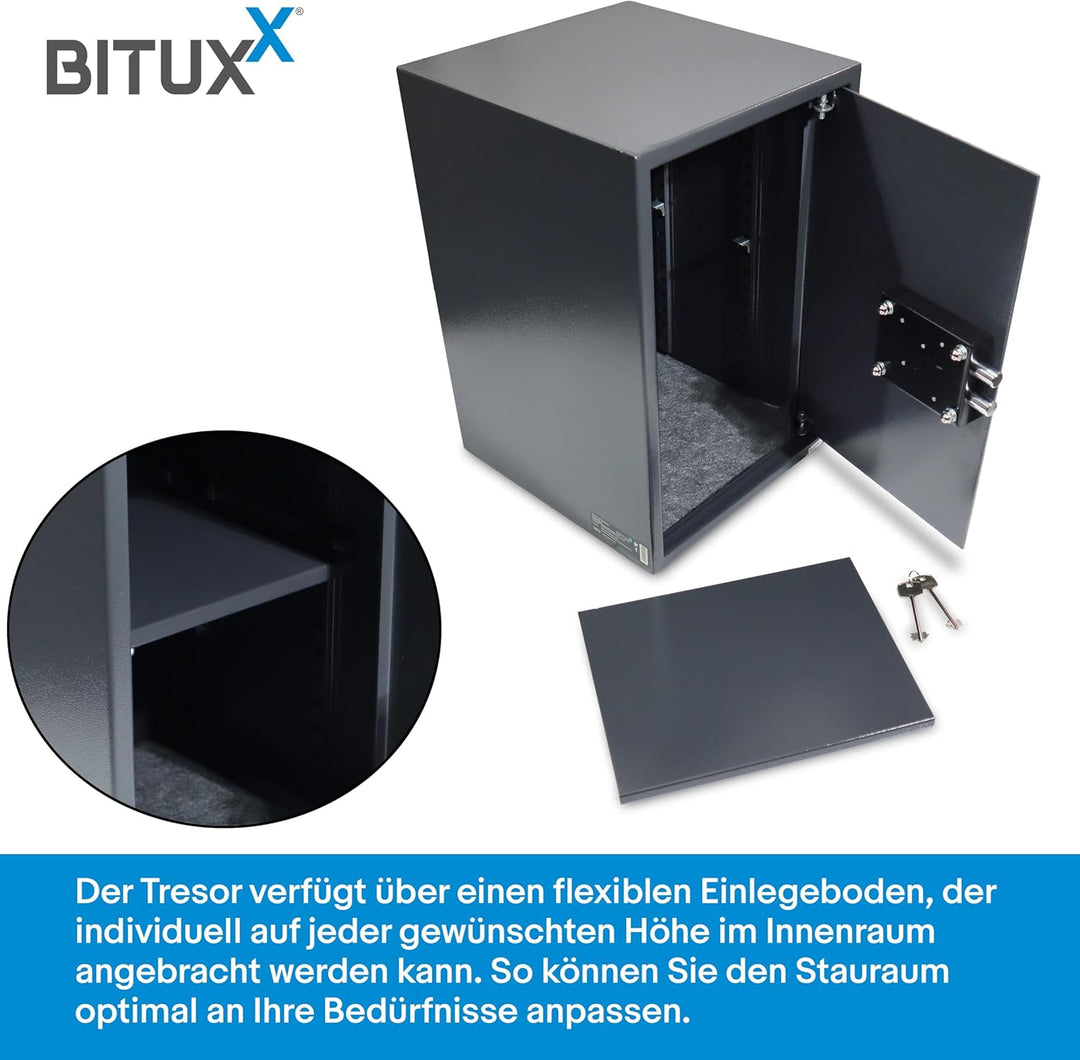 BITUXX Tresor Möbeltresor Safe Aktentresor Sicherheitstresor Abschliessbar mit Schlüssel für Büro un