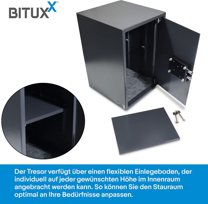 BITUXX Tresor Möbeltresor Safe Aktentresor Sicherheitstresor Abschliessbar mit Schlüssel für Büro un