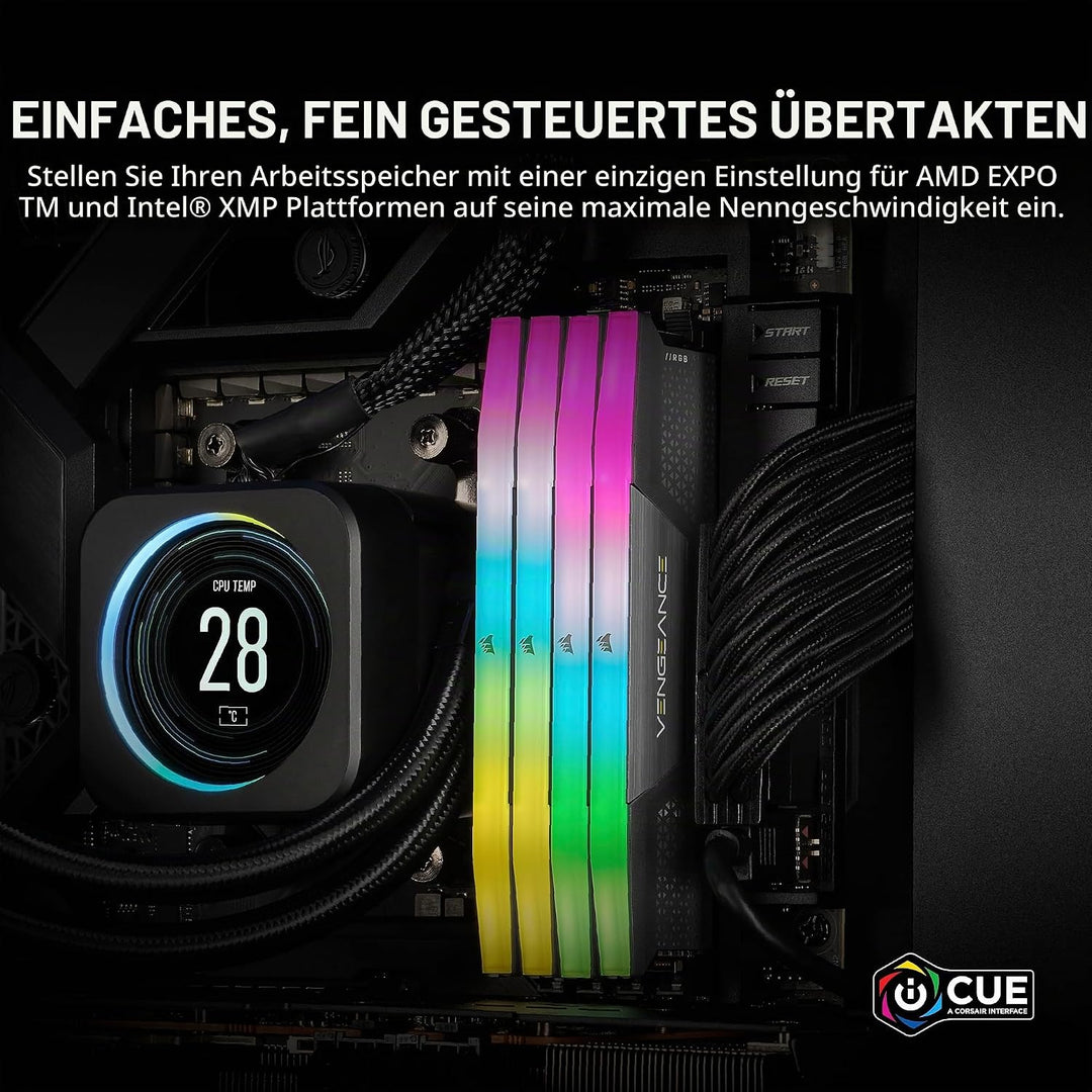 Corsair Vengeance RGB DDR5 64GB (4x16GB) 5600MHz C36 AMD-Optimierter Desktop-Speicher (Dynamische Ze