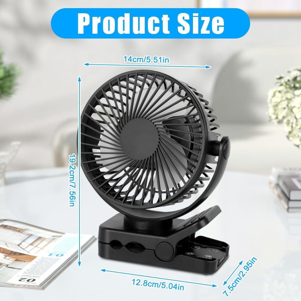 Camping Ventilator, 12000 MAh Mini USB Ventilator Leise mit Fernbedienung & Timerfunktion, 3 Geschwi