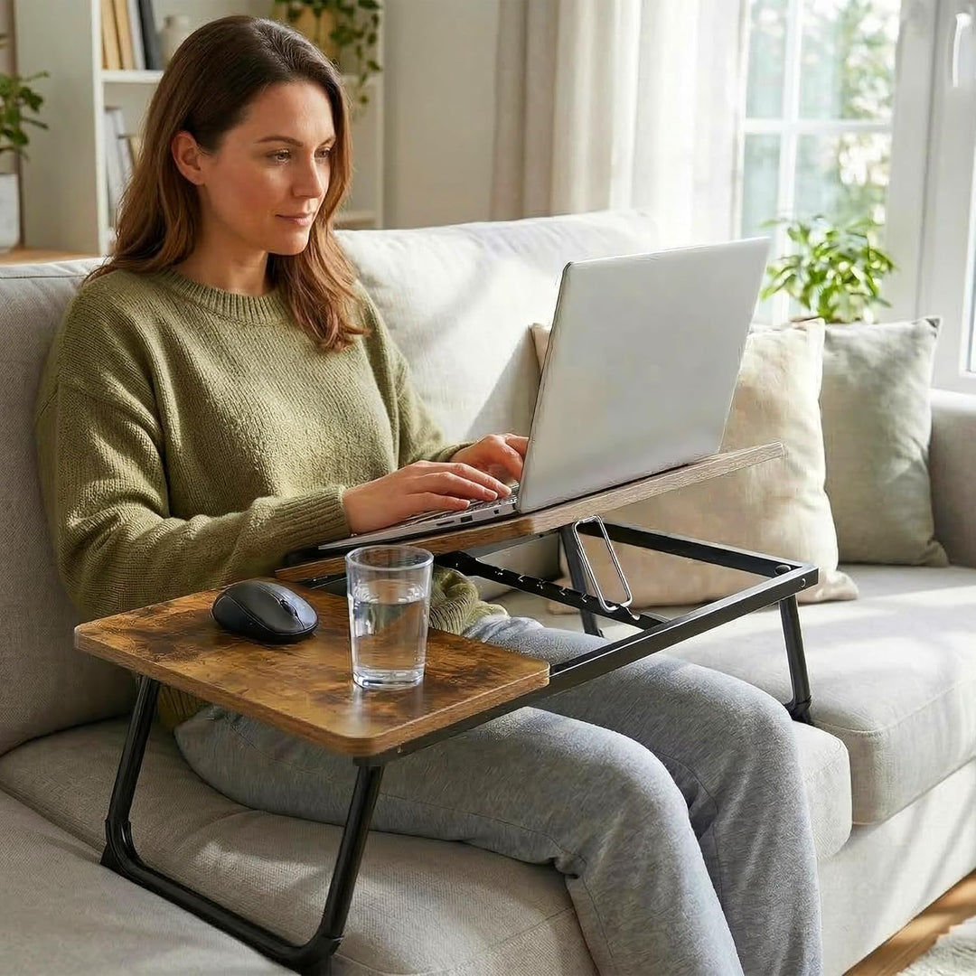Relaxdays Laptoptisch für Bett & Couch, klappbarer Betttisch, höhenverstellbar, Betttablett, Metall,