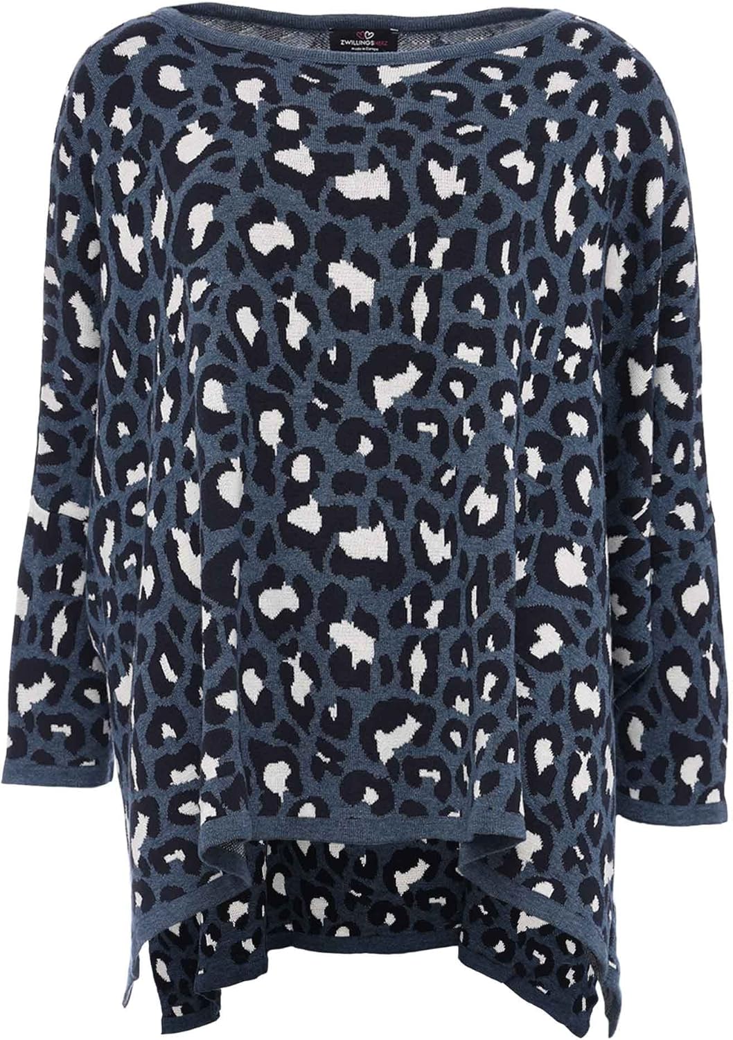 Zwillingsherz Poncho mit Baumwolle im Leo Design - Hochwertiges Cape für Damen Mädchen - XXL Umhänge