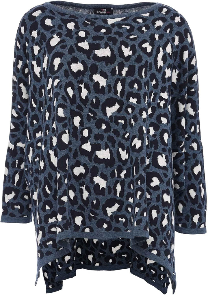 Zwillingsherz Poncho mit Baumwolle im Leo Design - Hochwertiges Cape für Damen Mädchen - XXL Umhänge