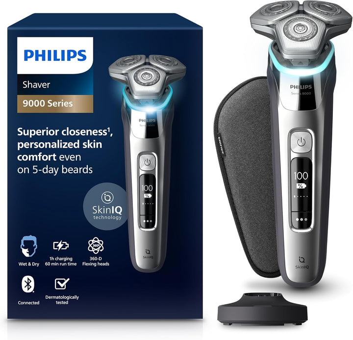 Philips Shaver S9000 – Elektrischer Nass- & Trockenrasierer für Männer in Chromsilber mit Lift & Cut