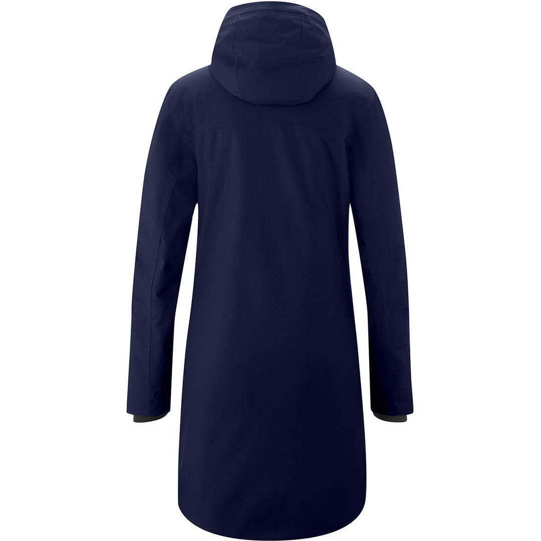 Maier Sports Damen Hannali Mantel, atmungsaktiver Wintermantel mit Kapuze, Outdoor-Jacke 36 Blau, 36
