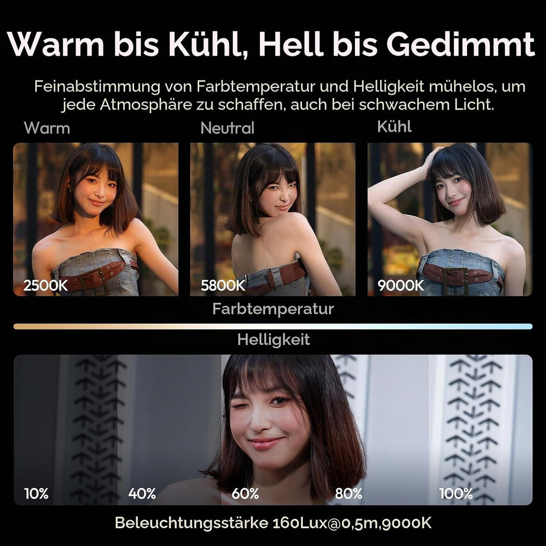 ULANZI ML05 Magnetische Selfie Licht für iPhone, Dual Magnet LED Ringlicht mit Spiegel, 9000K CRI≥97